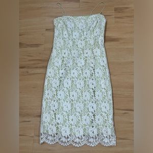 Thrifted Green and Lace Midi Dress Size 8